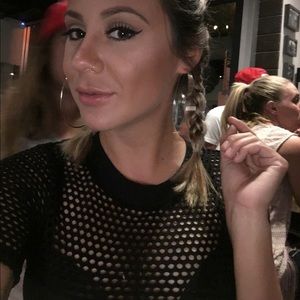 TOP SHOP BLACK NET CROP TOP